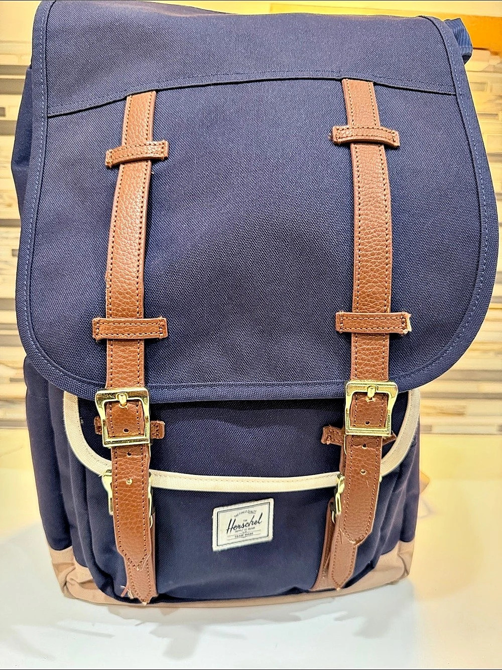 Herschel Little America Backpack in Blue & Brown